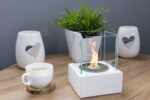 Bio ethanol freestanding tabletop fireplace burner with wool insert - SMART WHITE